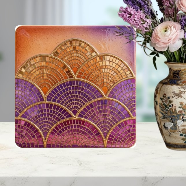 Azulejo Mid-Century Modern Scalloped Fan purple orange  (Subido por el creador)