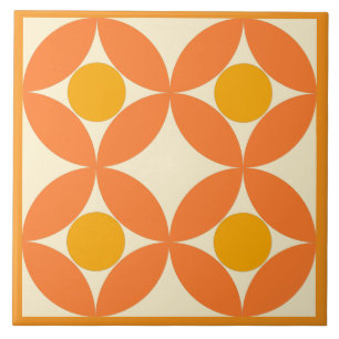 Azulejo Mid Century Moderno Naranja Tile Cerámico Amarillo