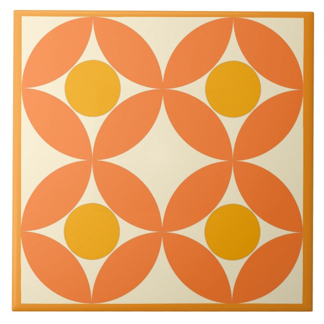 Azulejo Mid Century Moderno Naranja Tile Cerámico Amarillo (Frente)