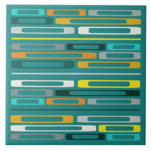 Azulejo Mid Century Retro Flat Rocks Turquoise
