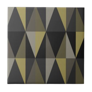 Azulejo MidCentury Modern Triangles Dark Gold