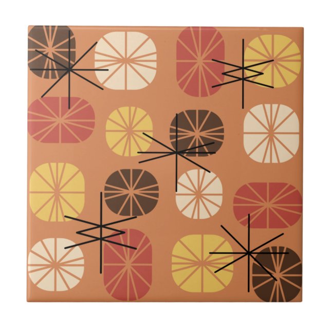 Azulejo Midcentury Pattern Oblongs Autumn Orange (Frente)