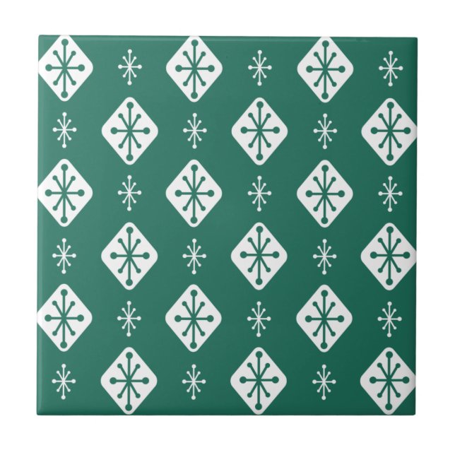 Azulejo Midcentury Starbursts Diamonds Teal (Frente)