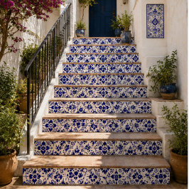 Azulejo Midnight Bloom Classic Blue Floral Mosaic