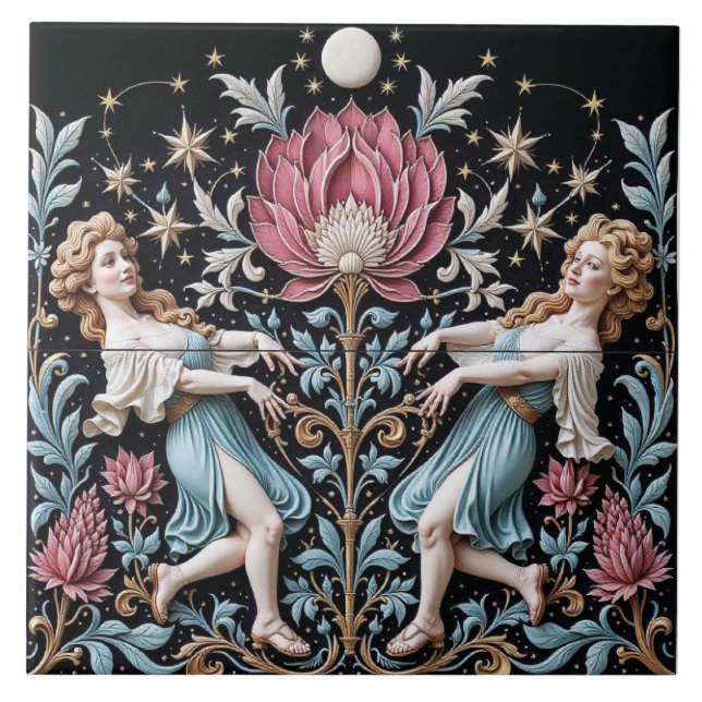 Azulejo Midnight Dance Around the Pink Lotus (Frente)