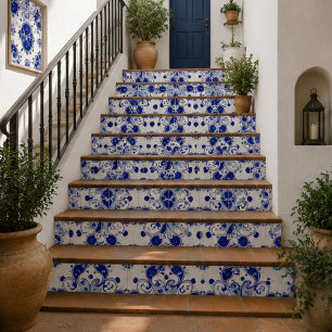 Azulejo Midnight Paisley Elegant Blue Botanical Mosaic