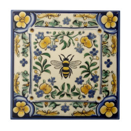 Azulejo Miel Abeja Azul Tradicional Mediterráneo