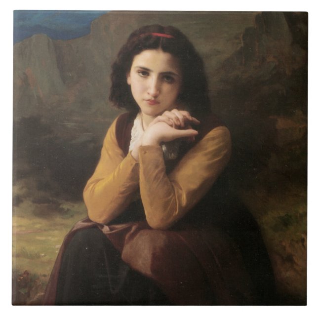 Azulejo Mignon (Joven dulce francesa) (por Bouguereau) (Frente)