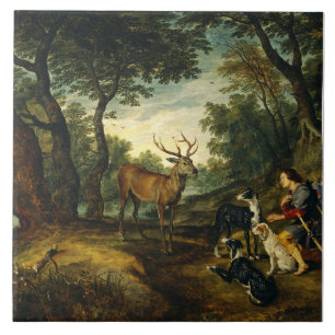 Azulejo Milagro de San Huberto por Peter Paul Rubens 