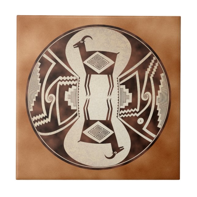 Azulejo Mimbres reflejó ovejas (Frente)