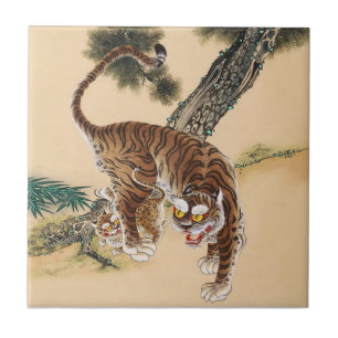 Azulejo Minhwa Tigre Feo Coreano