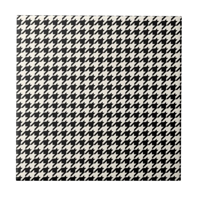 Azulejo Mini negro y crema del modelo de Houndstooth (Frente)