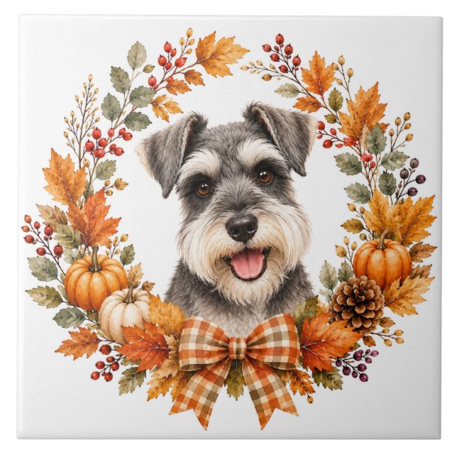 Azulejo Miniature Schnauzer Otoño (Frente)