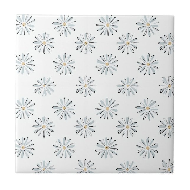 Azulejo Minimal Blue Daisy Floral (Frente)