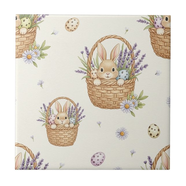 Azulejo Minimal Easter Bunny Pastel Spring Pattern (4) (Frente)