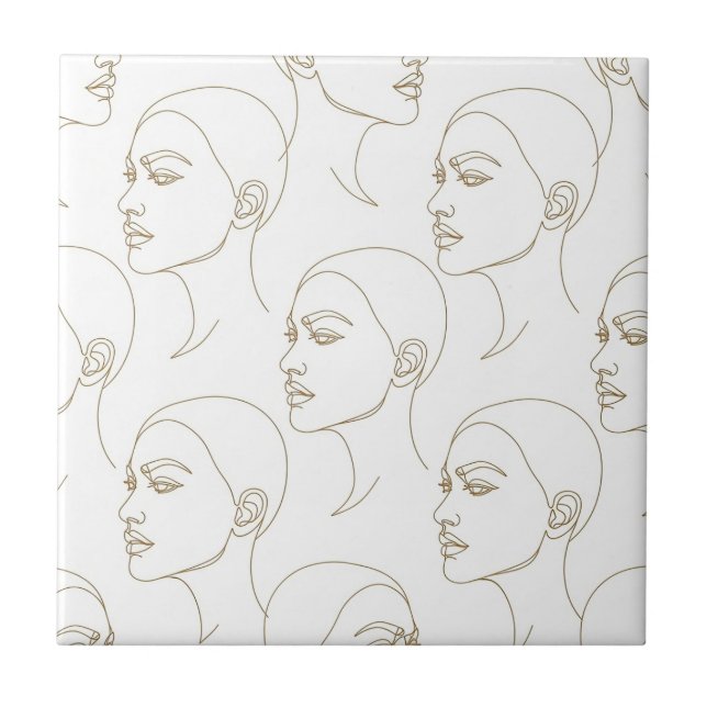 Azulejo Minimal Female Face Line Pattern (1) (Frente)
