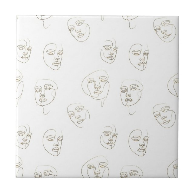 Azulejo Minimal Female Face Line Pattern (2) (Frente)