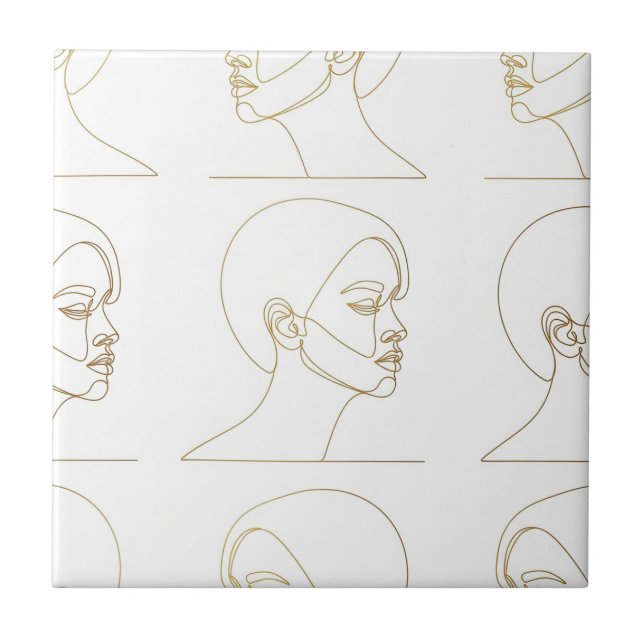Azulejo Minimal Female Face Line Pattern (4) (Frente)