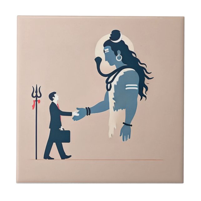 Azulejo minimalism image of an ordinary person greeting go (Frente)