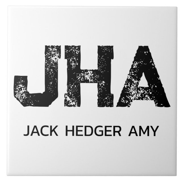 AZULEJO MINIMALIST BLACK THREE LETTER MONOGRAM NAME WHITE (Frente)