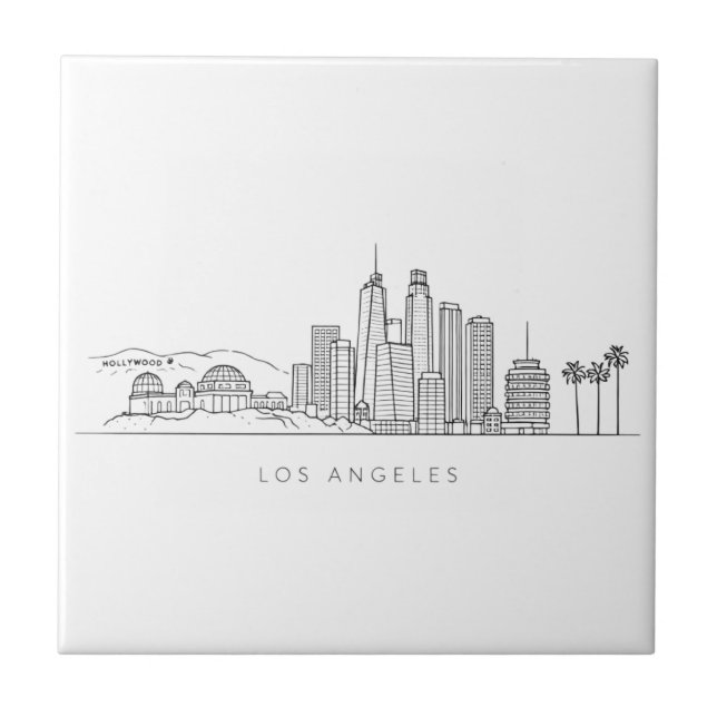 Azulejo Minimalist Los Angeles Skyline Illustration (Frente)