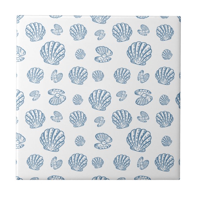 Azulejo Minimalist Seashell Pearl Nautical Pattern (Frente)