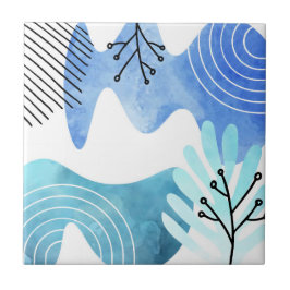 Azulejo Minimalista Boho botánico deja líneas de arte