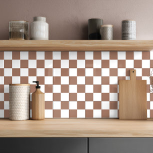 Azulejo Minimalista Geométrico Blanco Marrón