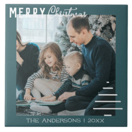 Azulejo Minimalista moderno Feliz Navidad Pino Verde Árbol