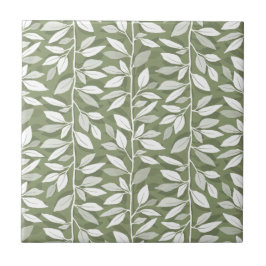 Azulejo Minimalistas hojas blancas en cascada de follaje