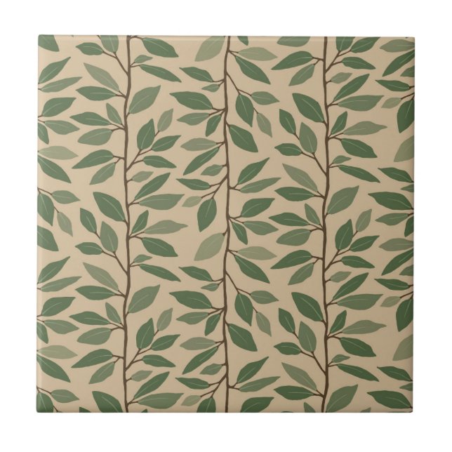 Azulejo Minimalistas hojas verdes en cascada (Frente)