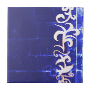 Azulejo Mínimo Resumen Dibujo Art Blue White Hand