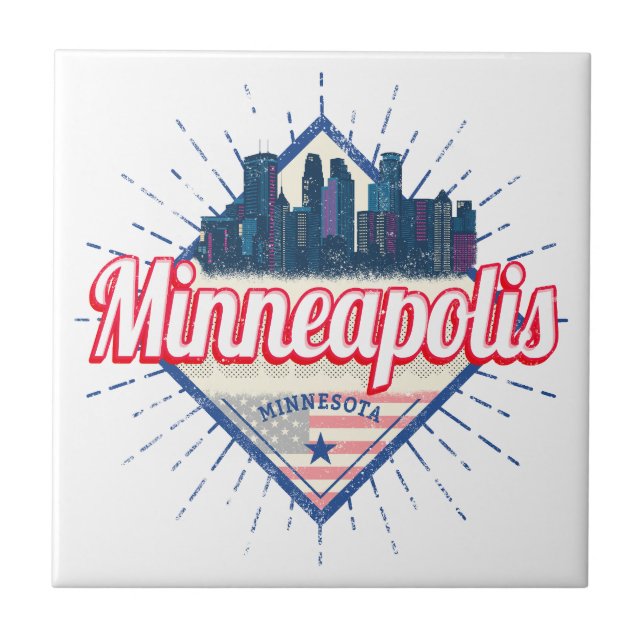 Azulejo Minneapolis Minnesota Estados Unidos Skyline (Frente)