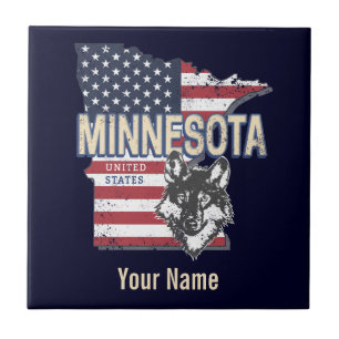 Azulejo Minnesota State Estados Unidos Map Vintage USA