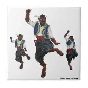 Azulejo Minotaurs griegos bailando mosaico decorativo