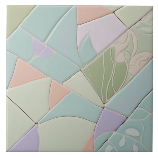 Azulejo Mint Dreamy Resumen Mosaico Pastel Faux moderno (Frente)