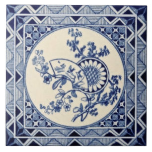 Azulejo Minton Hollins Aestético Repro Tile Anglo-Japoné