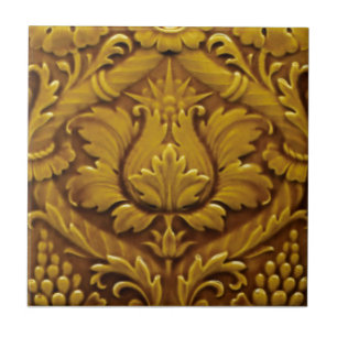 Azulejo Minton Victoria Faux Relief Antique Gold Repro