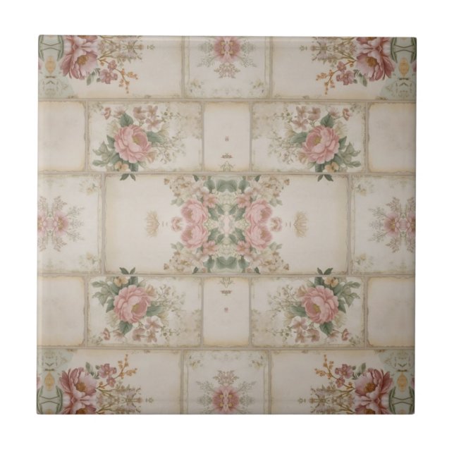 Azulejo Mirrored Vintage Floral Blocks (Frente)