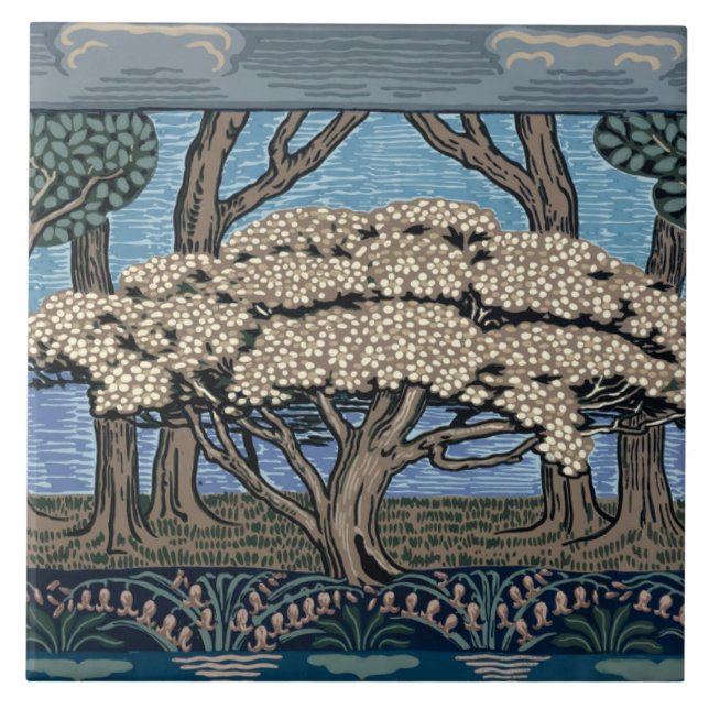 Azulejo Misión, arte y artesanía árbol de mayo por Walter  (Frente)