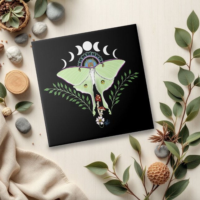 Azulejo Mística Luna Mariposa Etérea Verde Celestial (Subido por el creador)