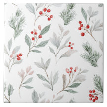 Mistletoe and Holly Berries Pattern