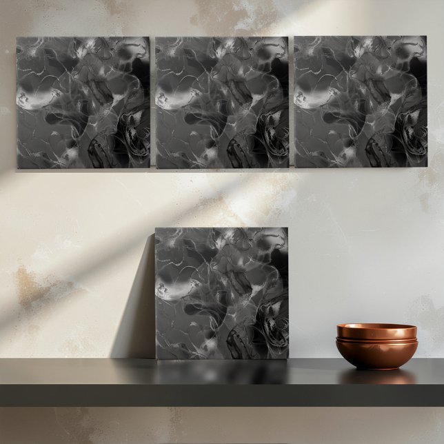 Azulejo Misty Marble Abstract Pattern Dark B&W ID705a (Subido por el creador)