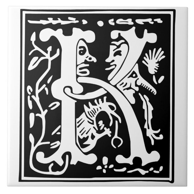 Azulejo Míticas criaturas del siglo XVI Capital decorativa (Frente)