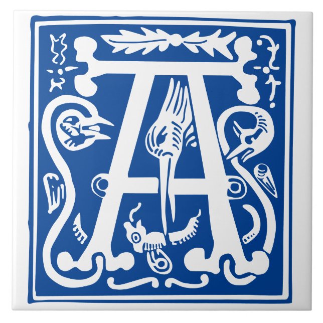 Azulejo Míticas criaturas del siglo XVI Capital decorativa (Frente)