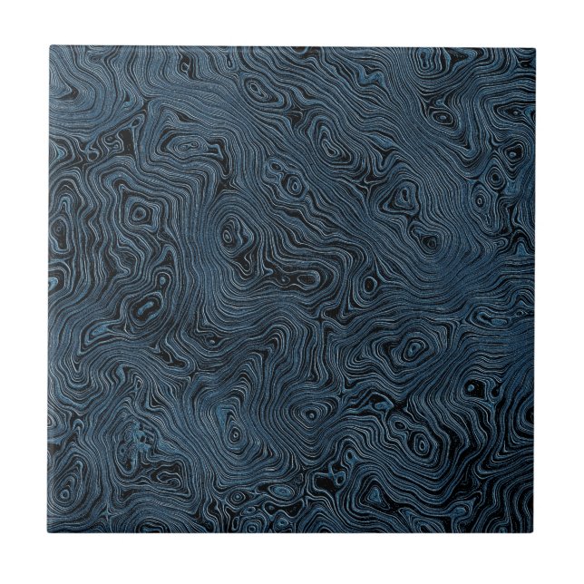 Azulejo Moaré de seda falsa arrugada en azul verde rico  (Frente)