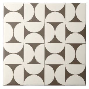 Azulejo Mocha BrownSemicírculos geométricos modernos Tile