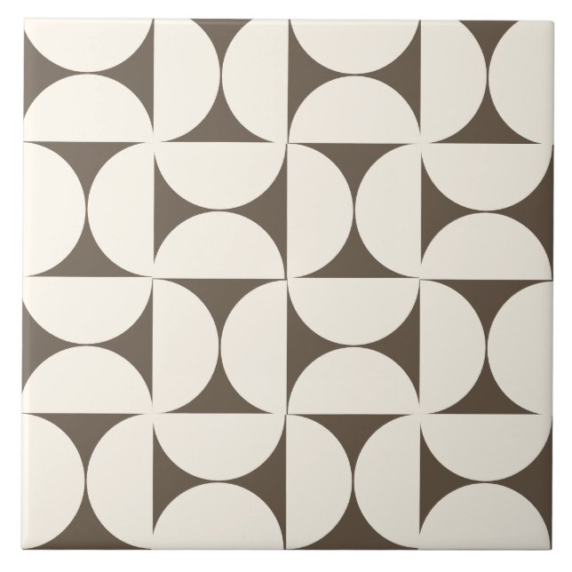 Azulejo Mocha BrownSemicírculos geométricos modernos Tile (Frente)