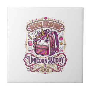 Azulejo Mochila de Unicornio Amigo de Unicornio Diseño de