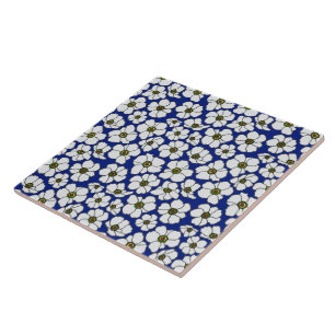 Azulejo Mod Flores Silvestres Azules Y Blancas 
